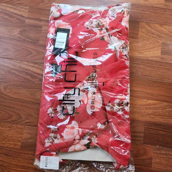 City Chic Sacred Lotus Red Bell Sleeve Dress Size 12 NWT - Picture 6 of 7